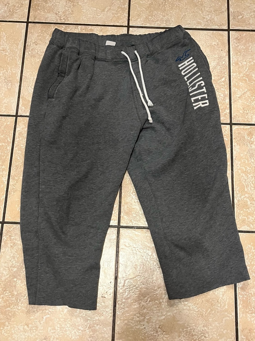 Hollister Womens Joggers Sweatpants Low Rise Gray w/ Drawstring (size M)